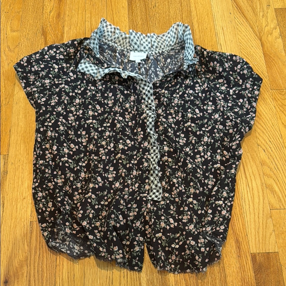 Sundays Floral Black Blouse Women’s Small